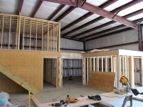 framing a house inside a metal building|finishing inside of metal garage.